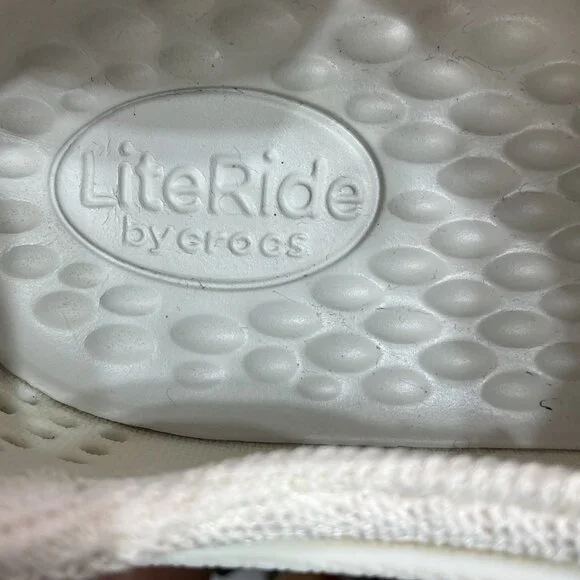 LiteRide By Crocs Womens White Perforated Sneakers W8 Lightweight & Breathable - Picture 6 of 9